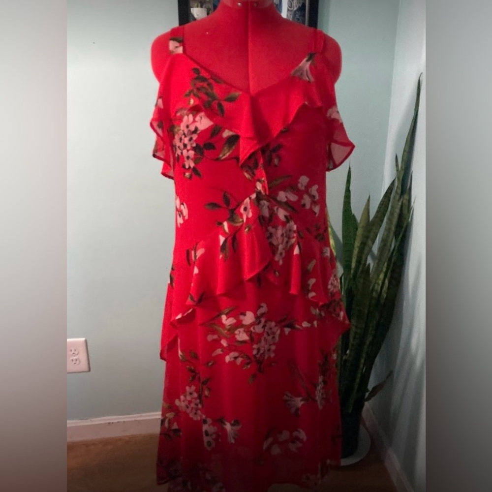 Ryan Michelle Ruffle Floral Dress Size Large - Picture 5 of 11
